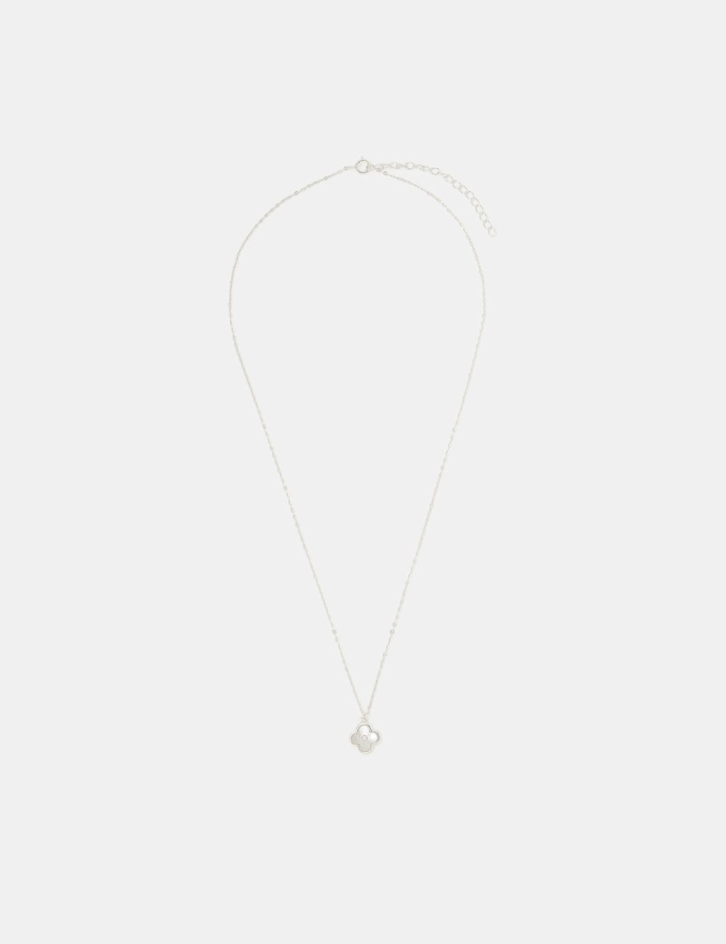 ACCESSORIZE Sterling Silver Mother of Pearl Clover Necklace Silver