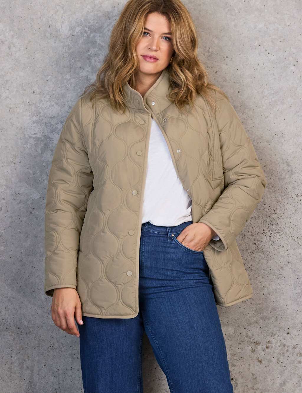 Live Unlimited London Women's Quilted Jacket - 16 - Khaki - Available at M&S