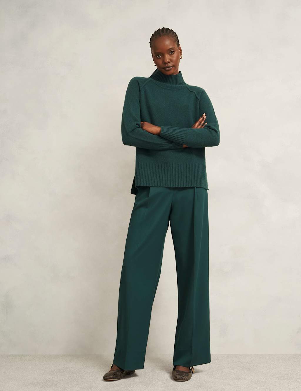 HOBBS Wide Leg Trousers Green