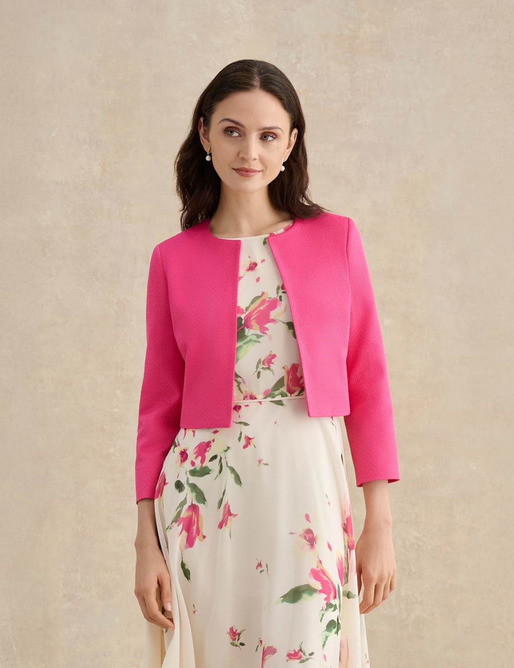 Hobbs Women's Cotton Blend Textured Cropped Jacket - 16 - Pink - Available at M&S