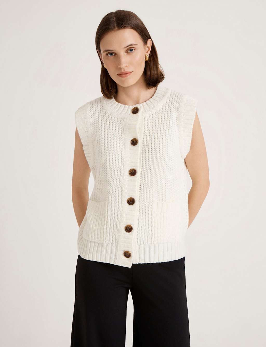 Finery London Polka Dot Collared Blouse Ivory