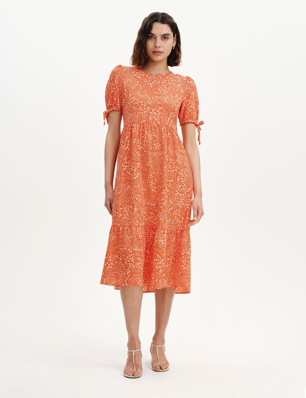 Finery London Women's Floral Puff Sleeve Midi Tiered Dress - 10 - Red Mix - Available at M&S