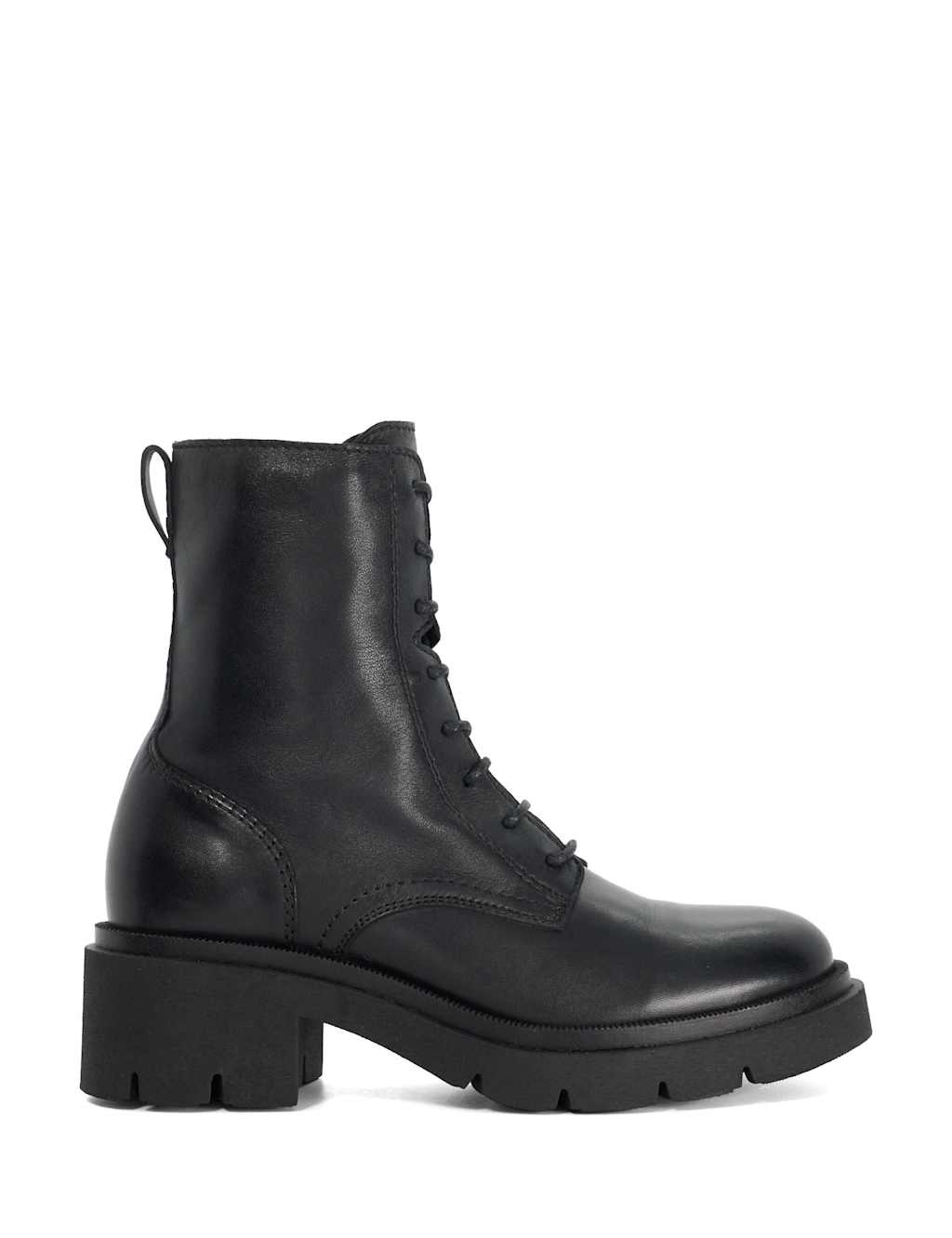Dune London Women's Leather Lace Up Block Heel Ankle Boots - 5 - Black - Available at M&S