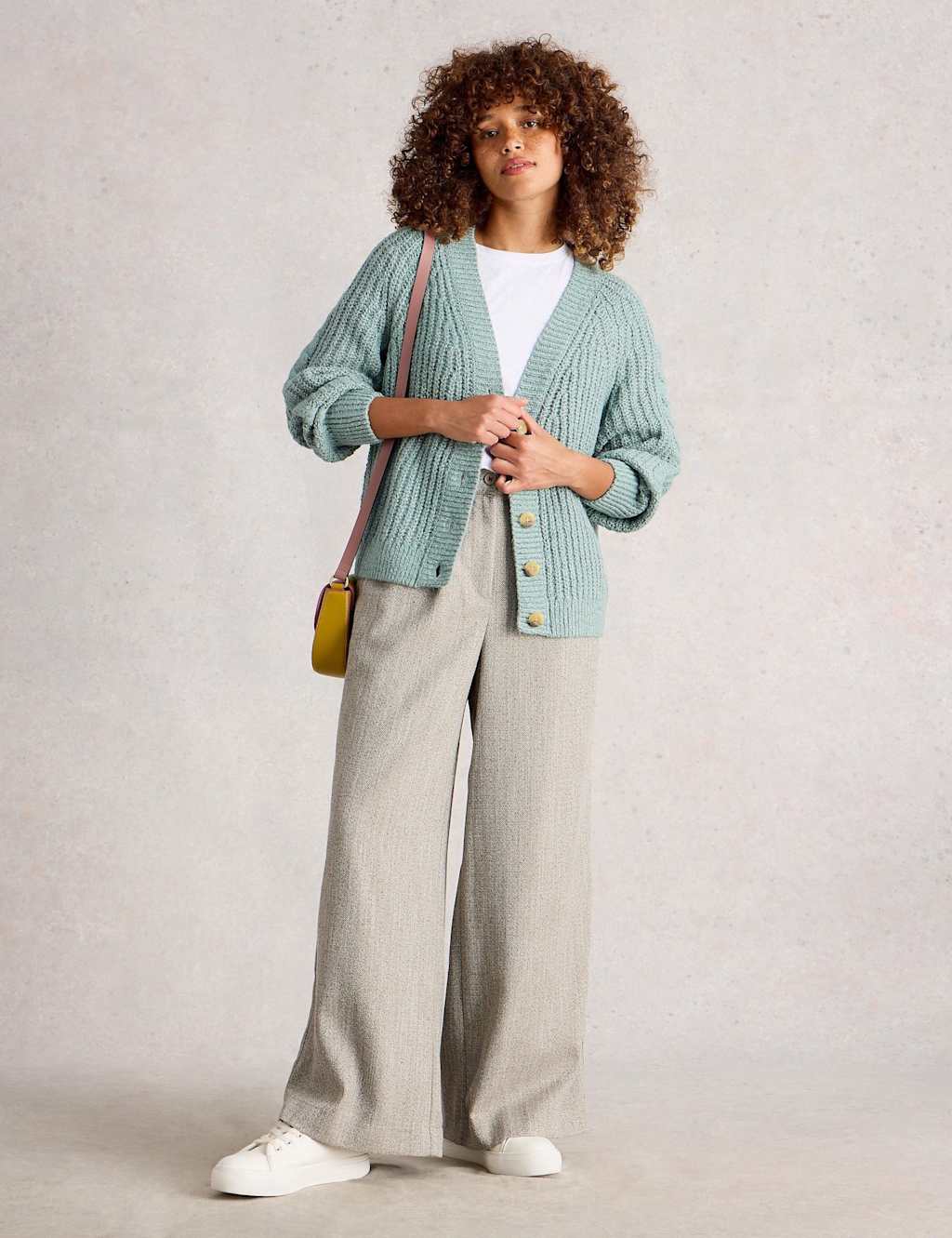 White Stuff Women's Sally Slub Cardigan - 12REG - Green, Green,Natural Mix