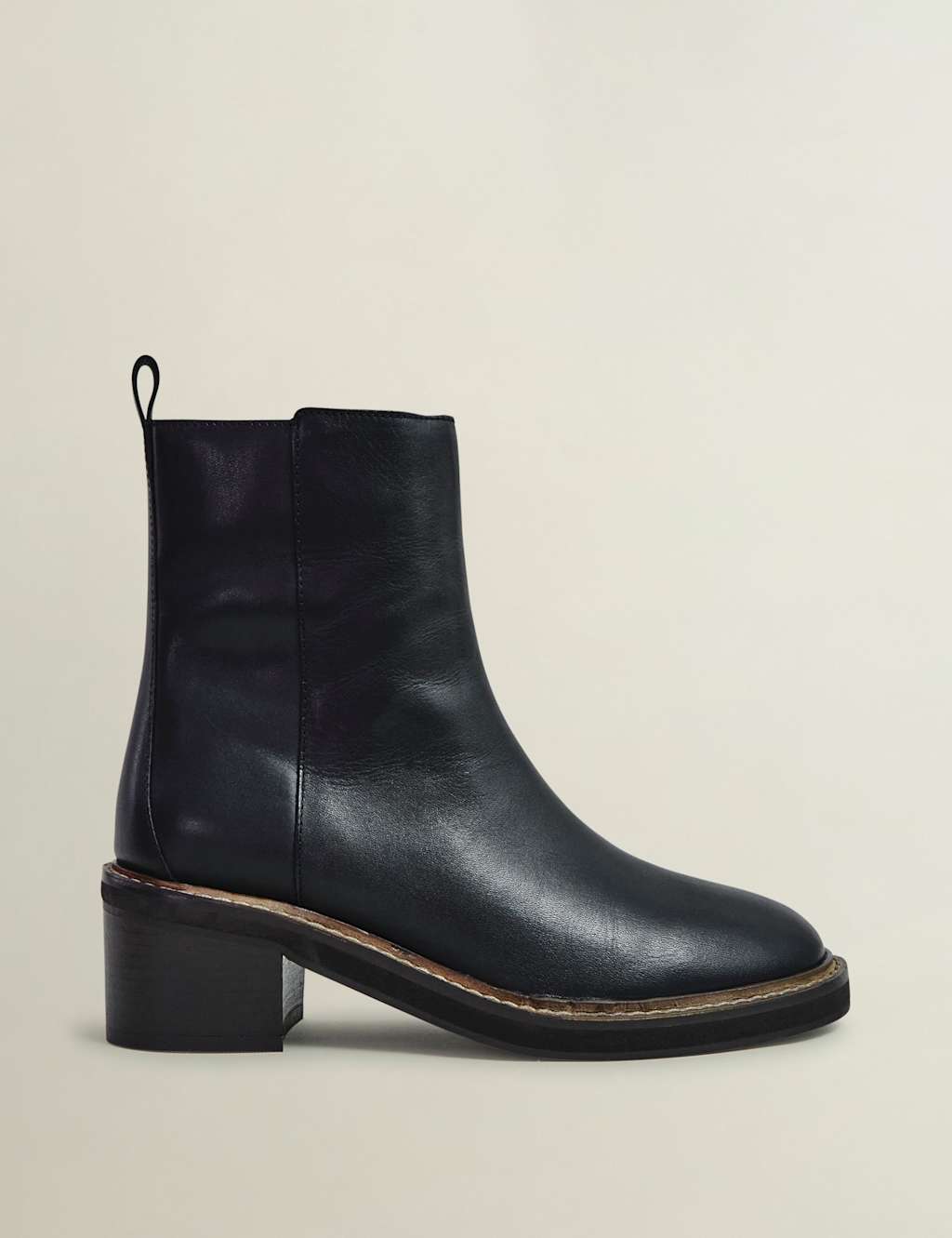 HOBBS Leather Block Heel Ankle Boots Black