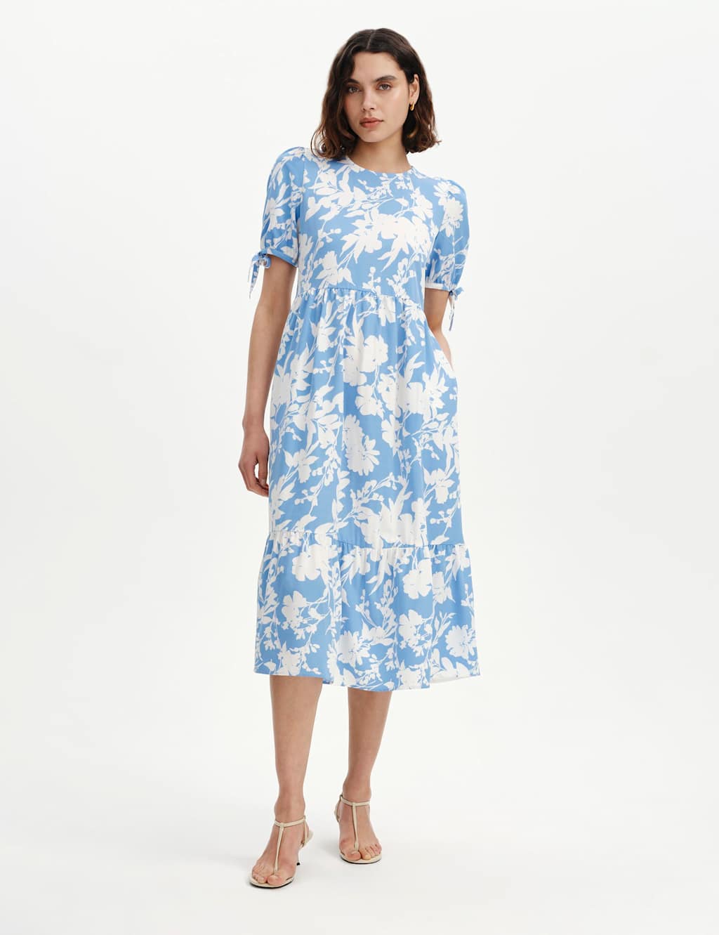 Finery London Women's Floral Puff Sleeve Midi Tiered Dress - 18 - Blue Mix - Available at M&S