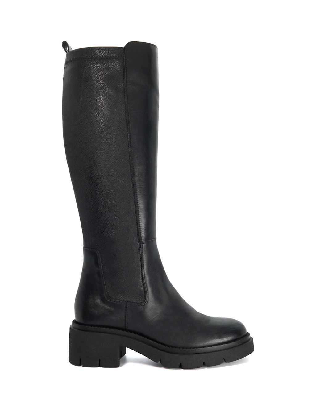 Dune London Women's Leather Chunky Block Heel Knee High Boots - 3 - Black - Available at M&S
