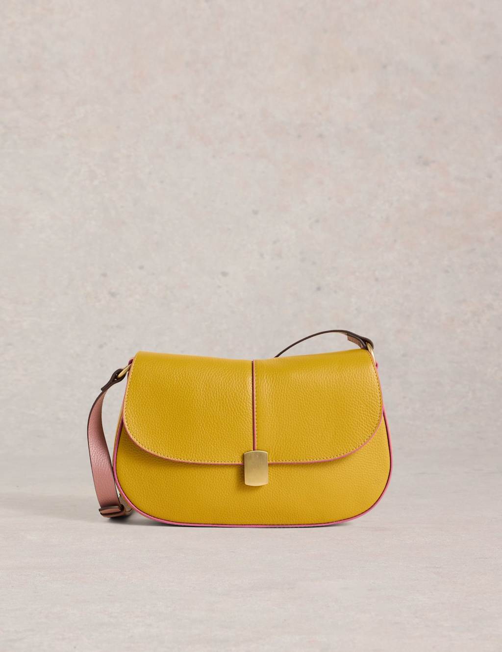 White Stuff Leather Cross Body Bag Yellow