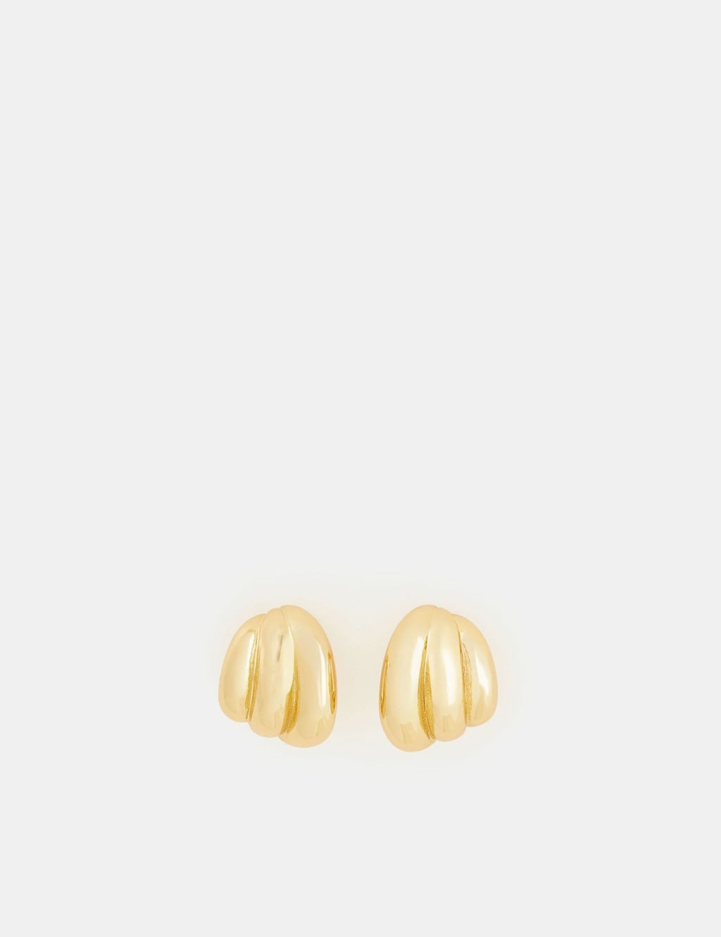 ACCESSORIZE 14ct Gold Plated Ridge Stud Earrings Gold