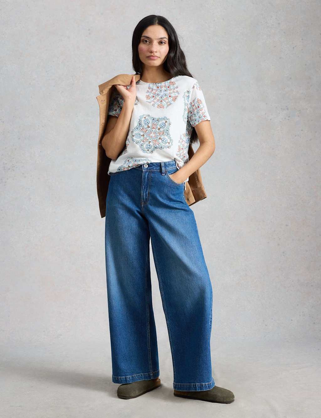 White Stuff Women's Pure Cotton Floral T-Shirt - 8 - White Mix - Available at M&S