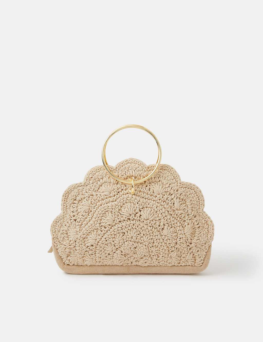 ACCESSORIZE Pure Cotton Scallop Grab Bag Cream