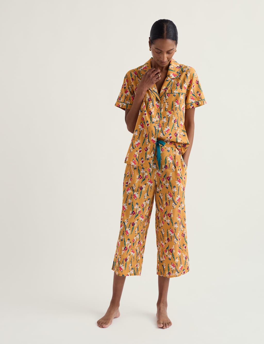 Seasalt Cornwall Women's Pure Cotton Floral Pyjama Set - 10 - Yellow Mix - Available at M&S