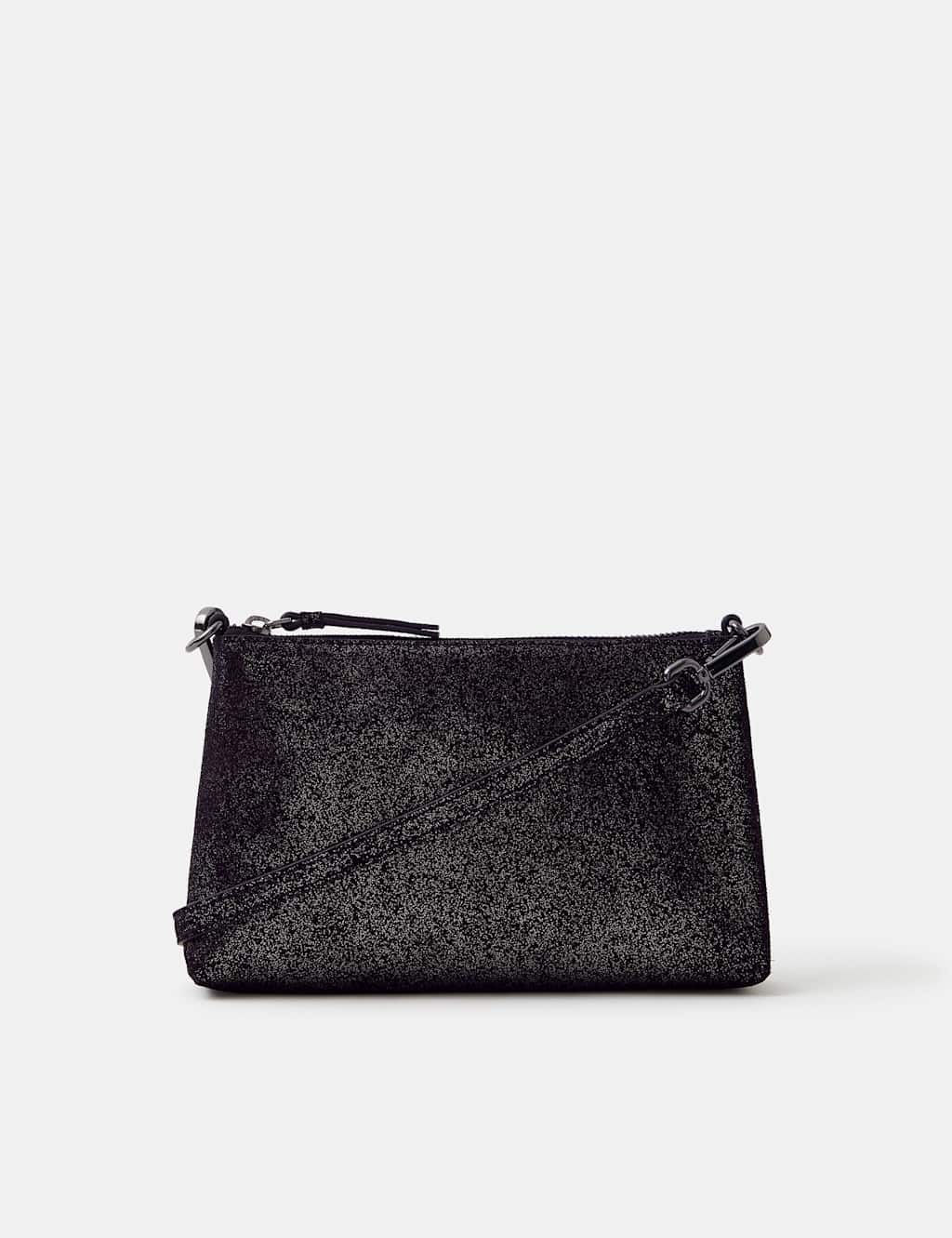 ACCESSORIZE Leather Metallic Cross Body Black