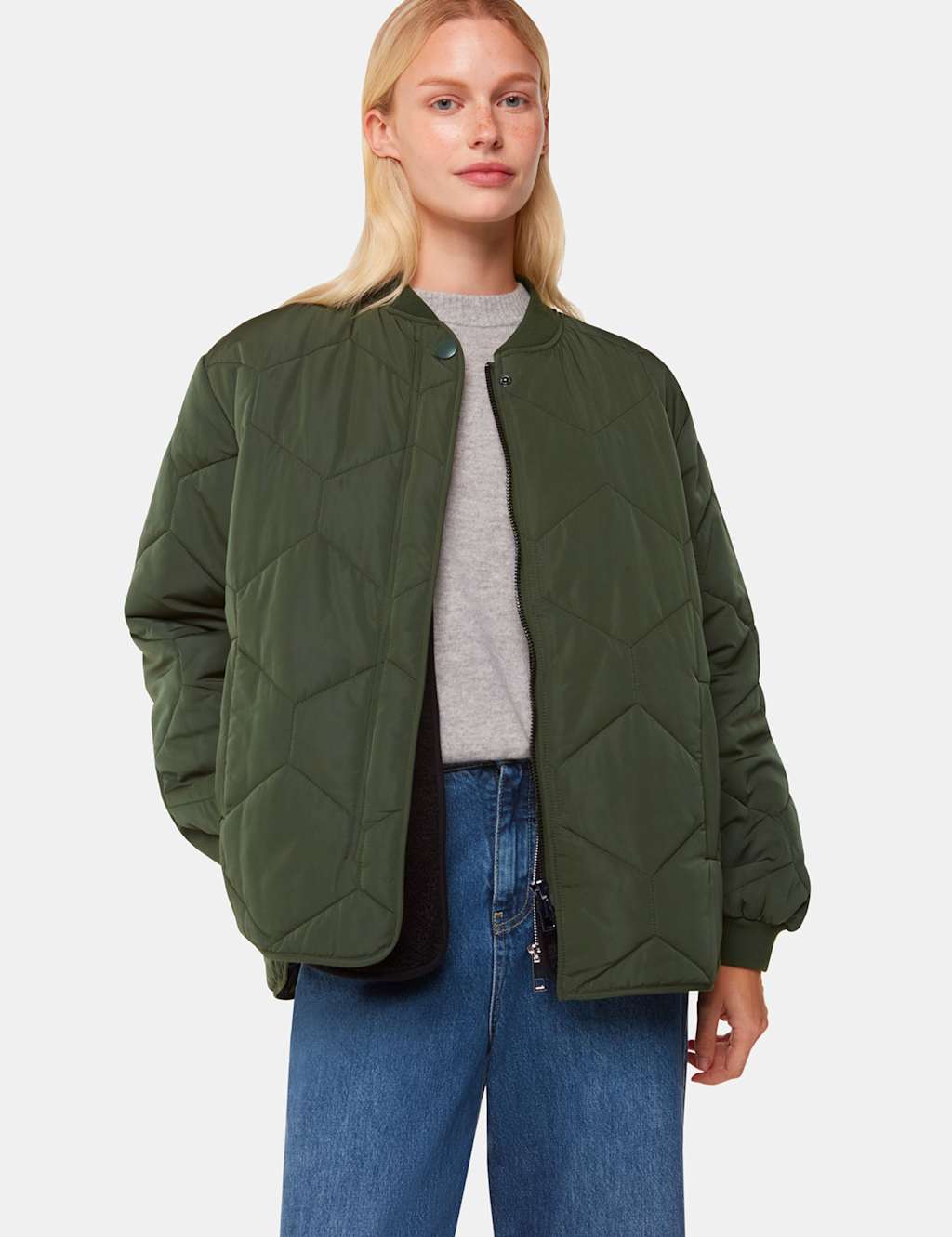 Whistles Women's Ida Quilted Padded Coat - Small - Khaki - Available at M&S