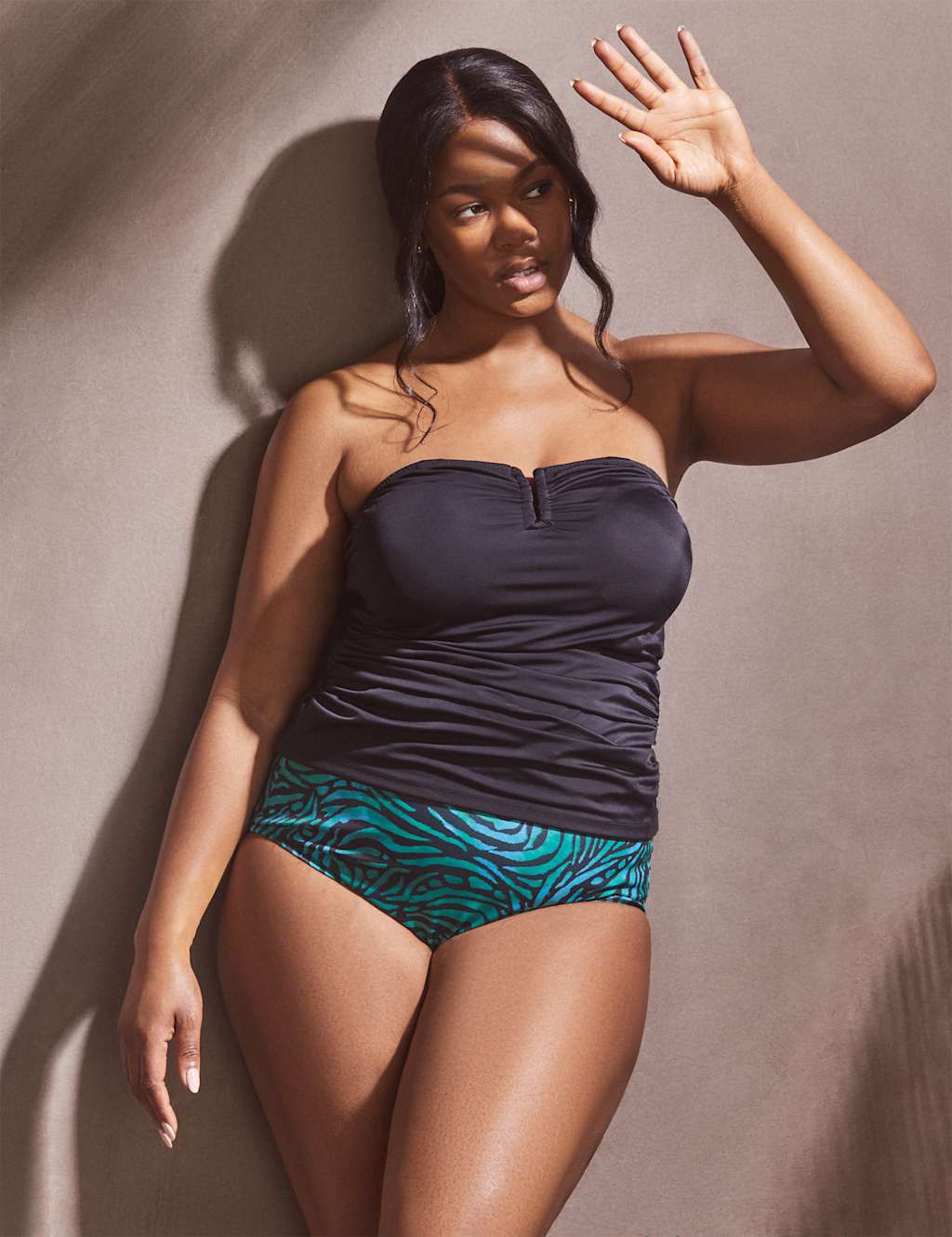 Abstract Print High Waisted Bikini Bottoms