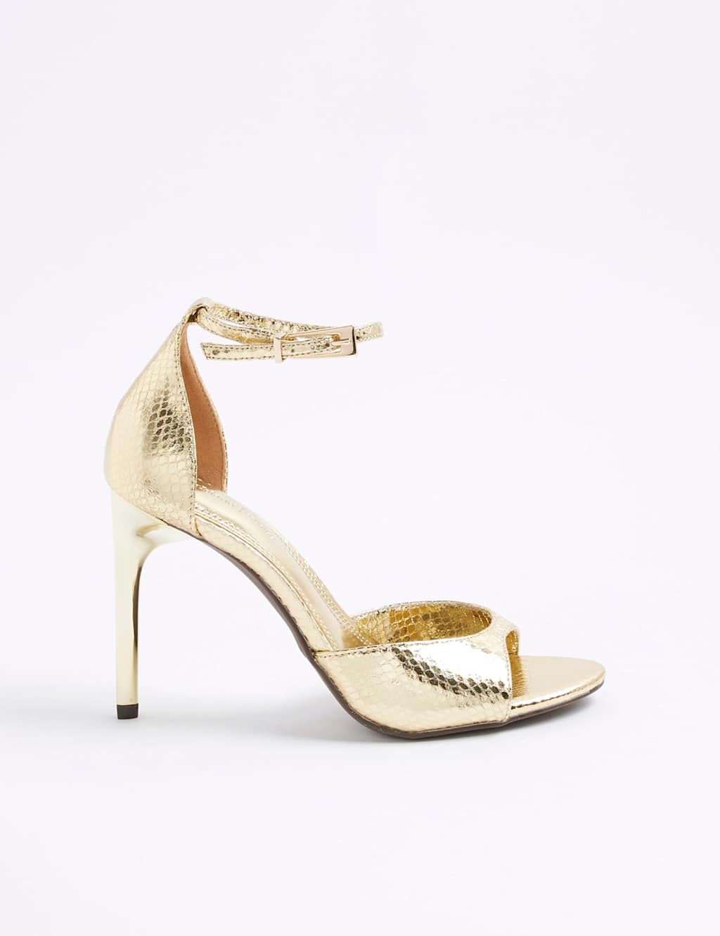River Island Women's Metallic Closed Back Open Toe Stiletto Heels - 5 - Gold - Available at M&S