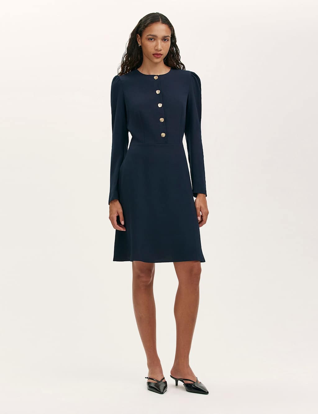 Finery London Women's Crepe Knee Length Skater Dress - 22 - Navy - Available at M&S