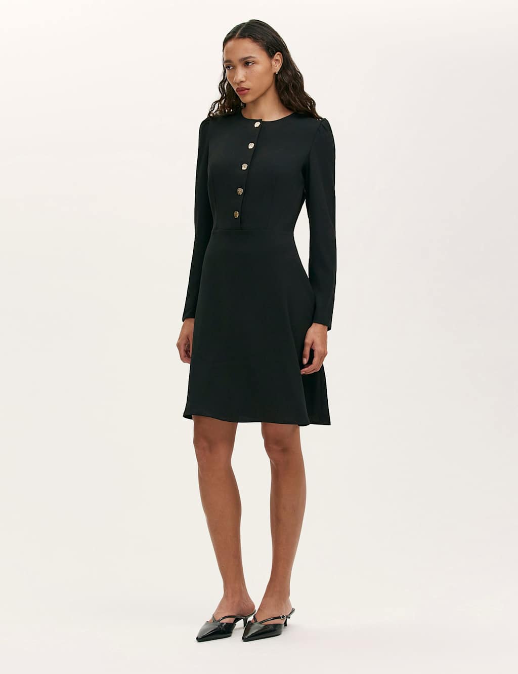 Finery London Women's Crepe Knee Length Skater Dress - 12 - Black - Available at M&S