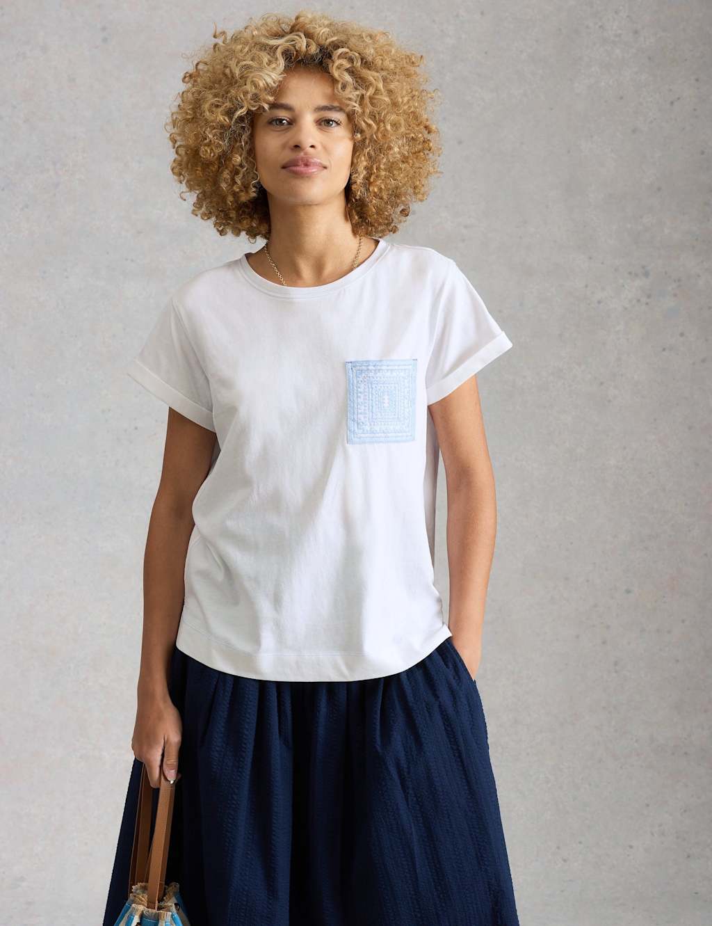 White Stuff Women's Pure Cotton Embroidered T-Shirt - 14 - White Mix - Available at M&S