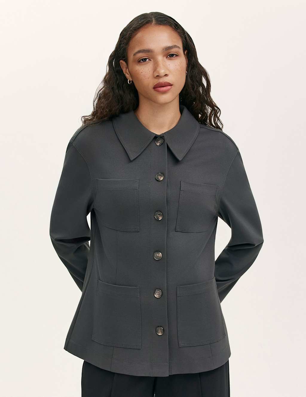 Finery London Women's Ponte Jersey Collared Jacket - 16 - Grey - Available at M&S