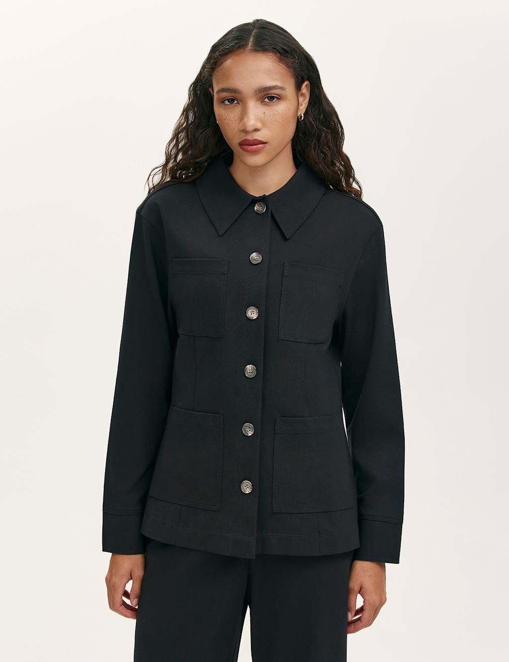 Finery London Women's Ponte Jersey Collared Jacket - 12 - Black - Available at M&S