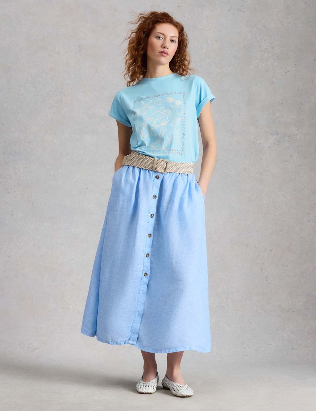 White Stuff Women's Pure Cotton Printed T-Shirt - 14 - Blue Mix - Available at M&S