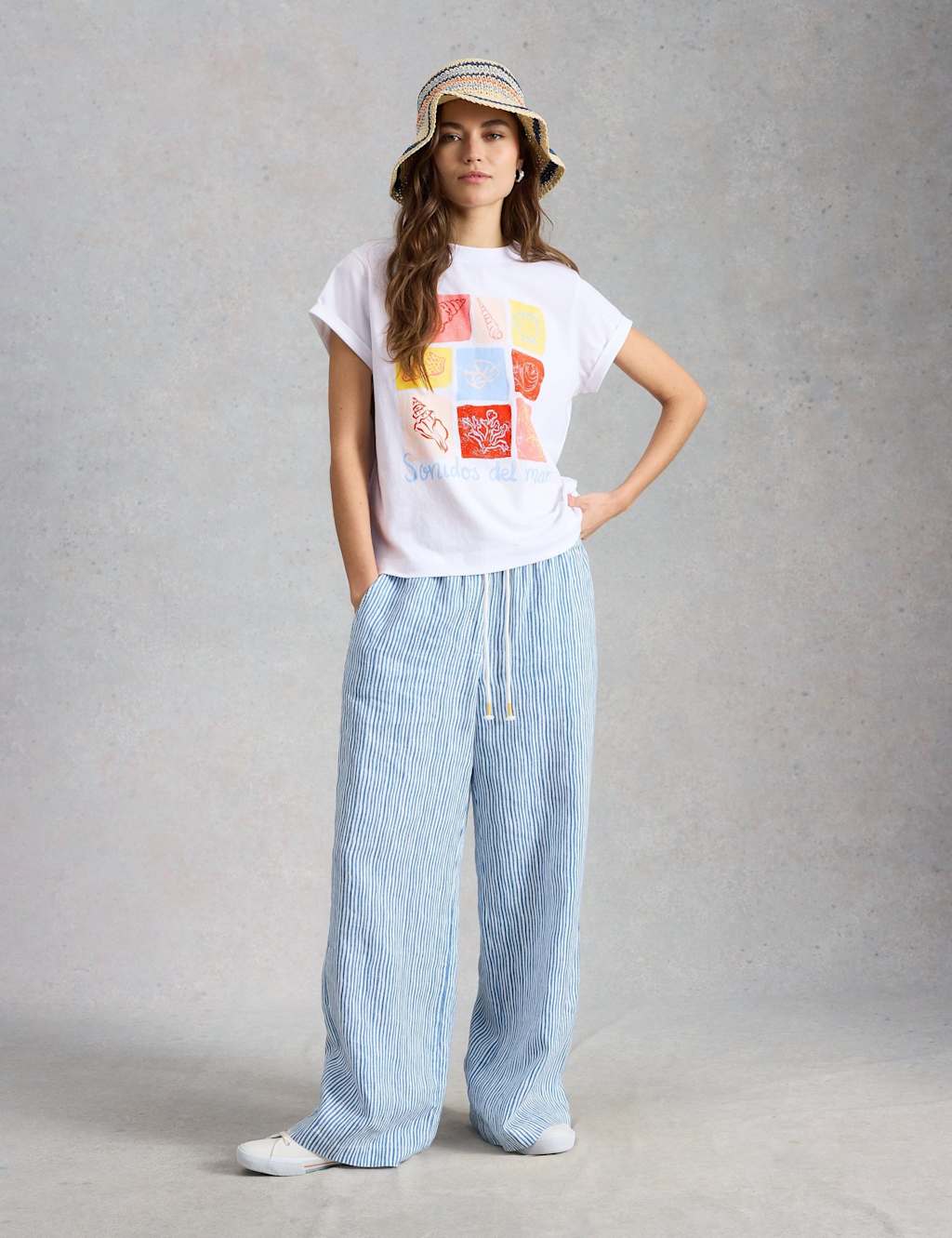 White Stuff Women's Pure Cotton Printed T-Shirt - 16 - White Mix - Available at M&S