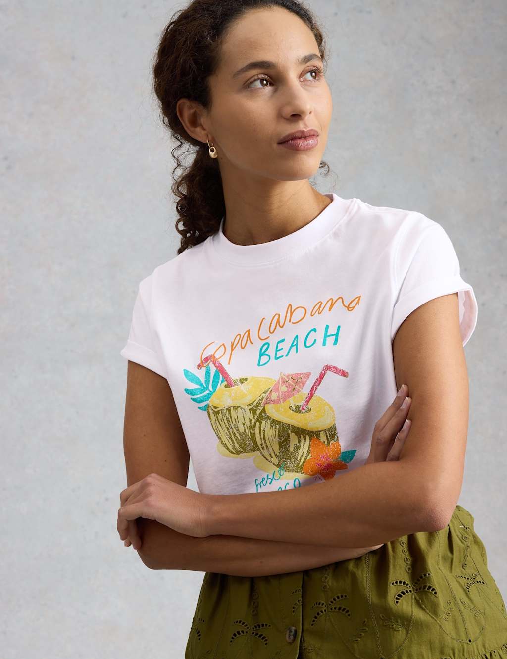 White Stuff Women's Pure Cotton Printed T-Shirt - 8 - White/Black - Available at M&S