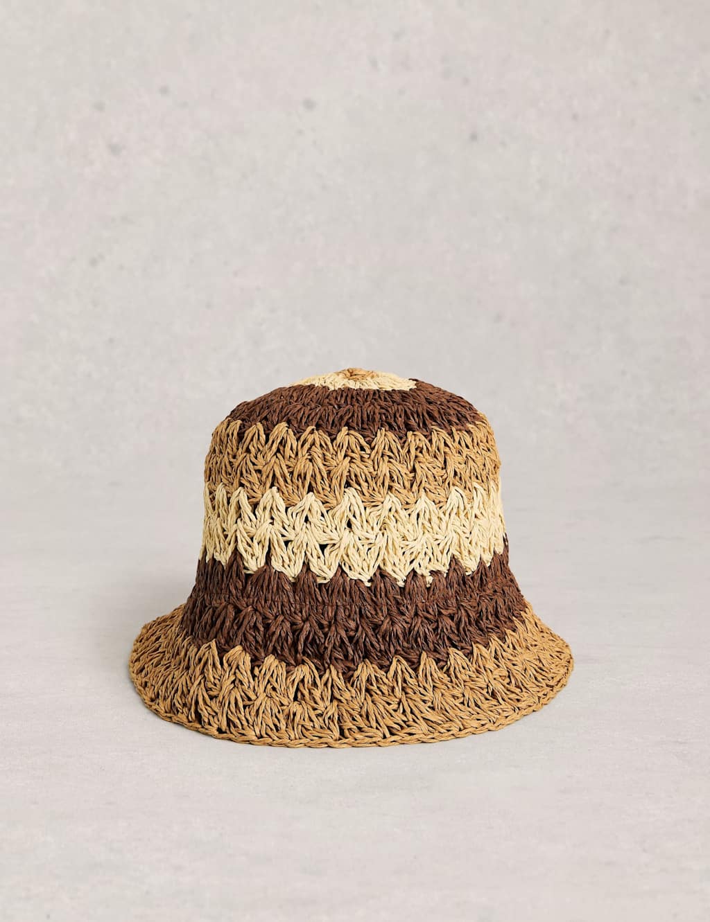 White Stuff Women's Straw Striped Bucket Hat - Brown Mix - Available at M&S