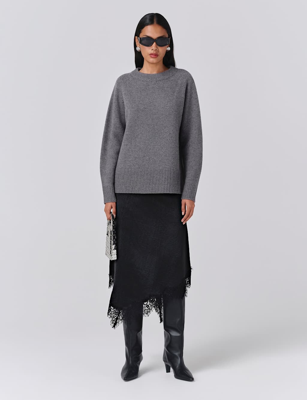 Ghost Wool Rich Crew Neck Jumper Grey