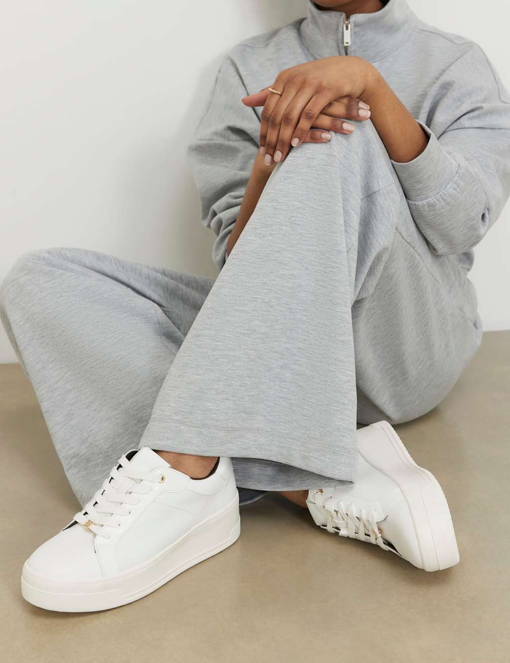 River Island Women's Lace Up Flatform Trainers - 3 - White - Available at M&S