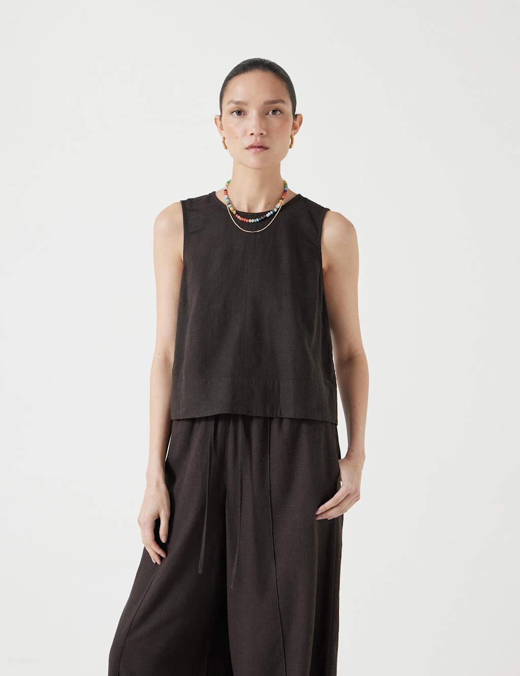 Linen Blend Shell Top