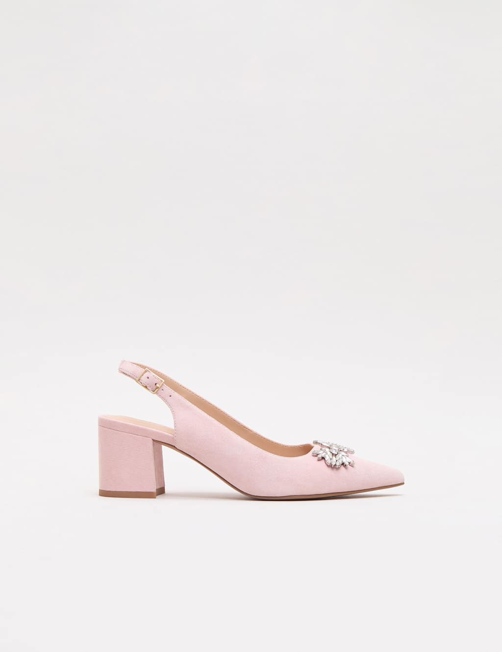 Phase Eight Women's Suede Sparkle Block Heel Slingback Shoes - 38 - Light Pink - Available at M&S