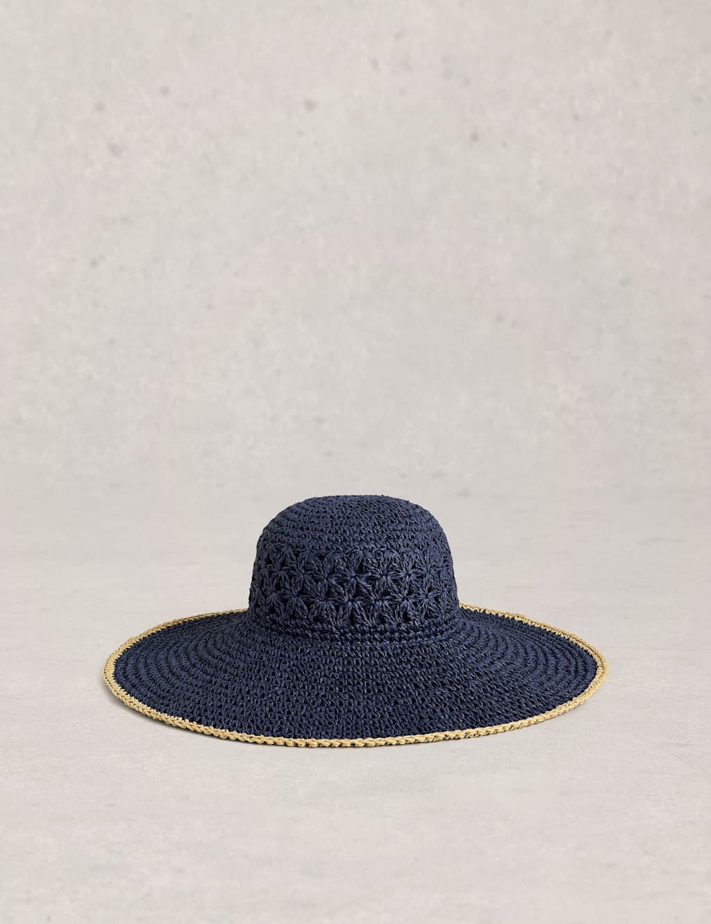 White Stuff Women's Wide Brim Crochet Hat - Navy Mix - Available at M&S