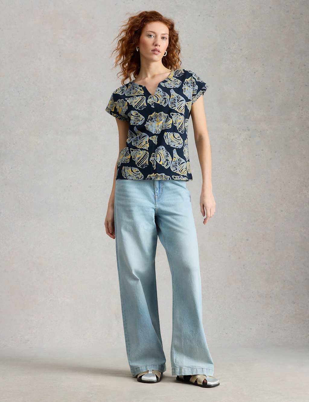 White Stuff Women's Pure Cotton Printed T-Shirt - 8 - Navy Mix - Available at M&S