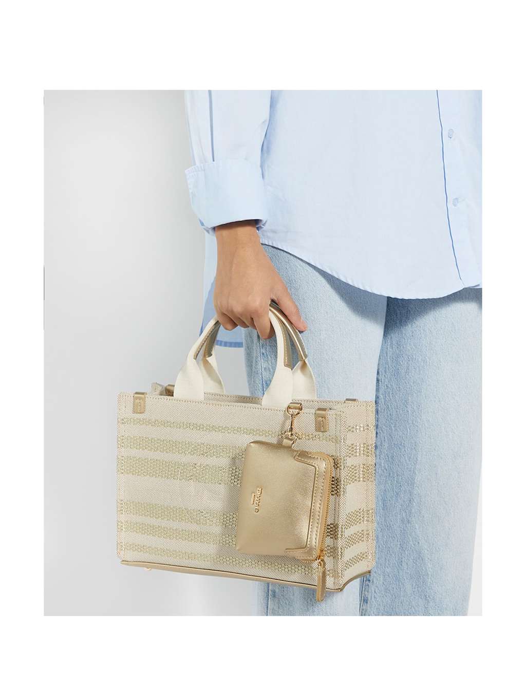 Cotton Rich Striped Top Handle Shopper