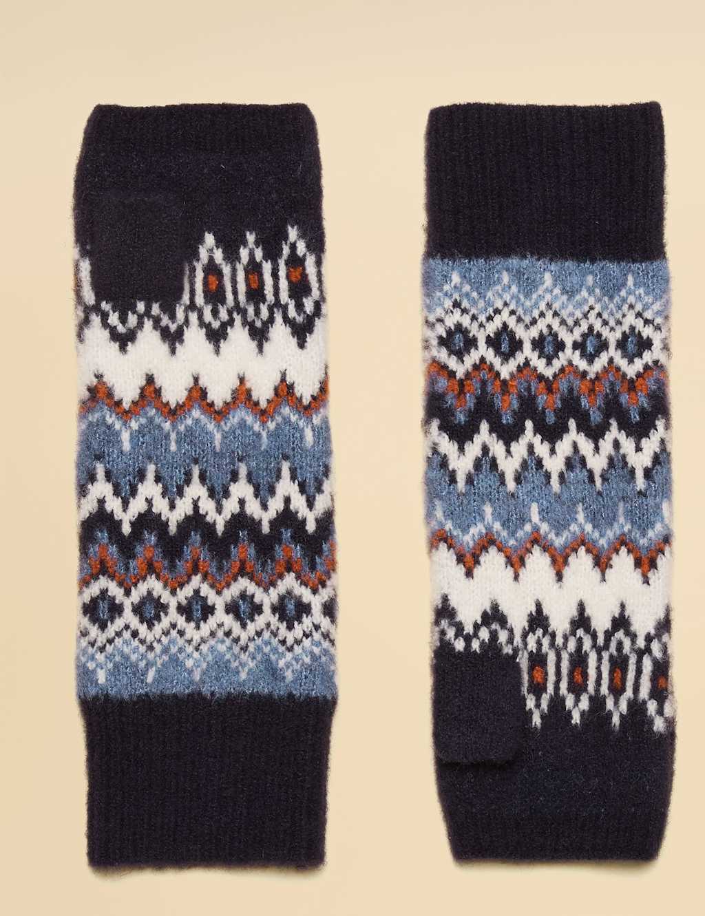 Joules Fingerless Gloves Navy Mix