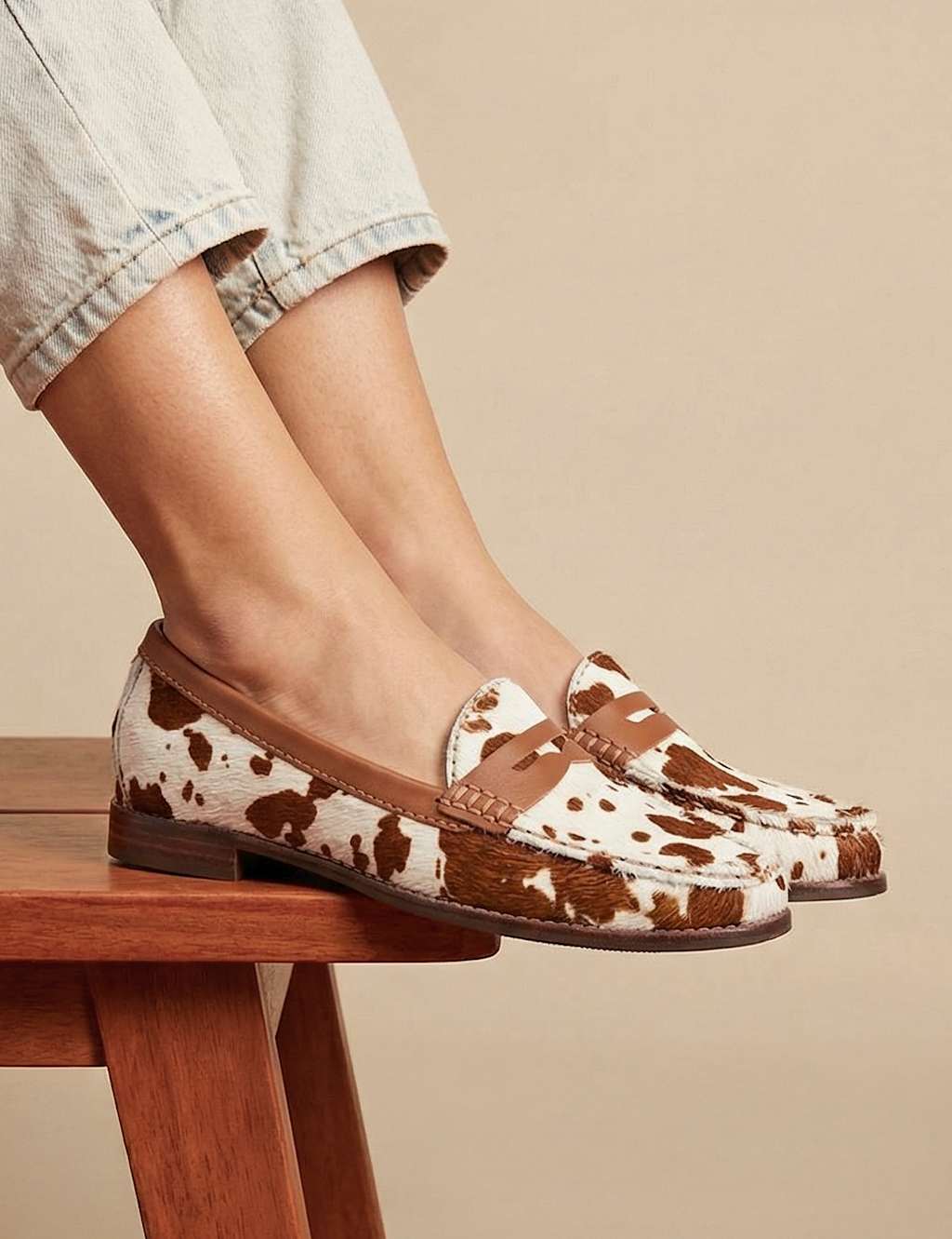 Jones Bootmaker Women's Leather Animal Print Block Heel Loafers - 4 - Brown Mix - Available at M&S