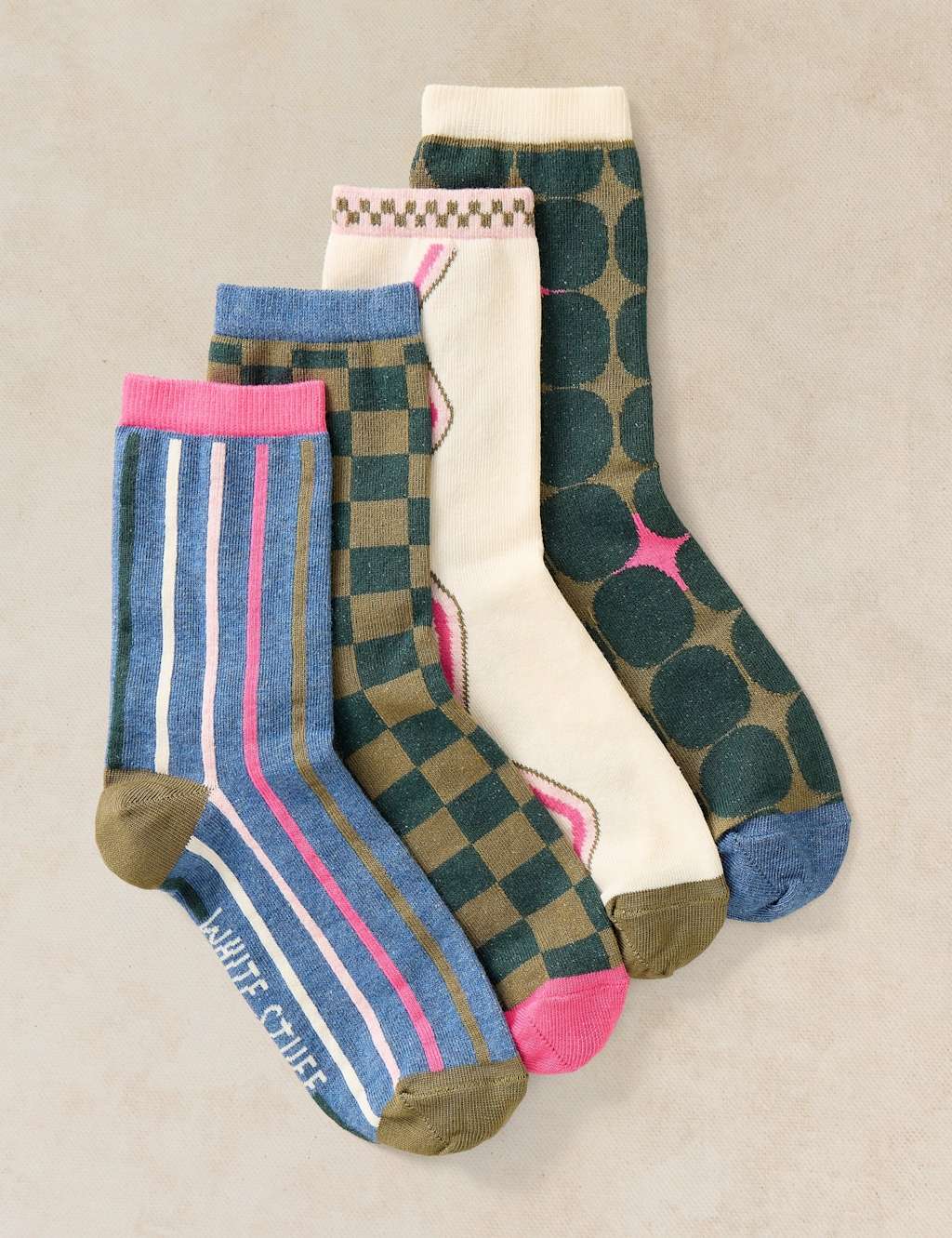 White Stuff Women's 4 Pack Cotton Rich Geometric Ankle High Socks - 3-5 - Teal Mix - Available at M&S