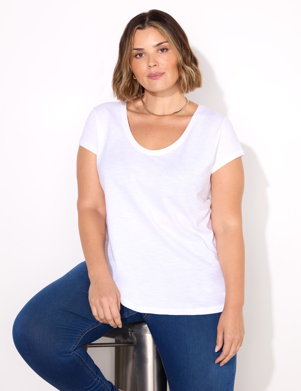 Pure Cotton Scoop Neck T-Shirt