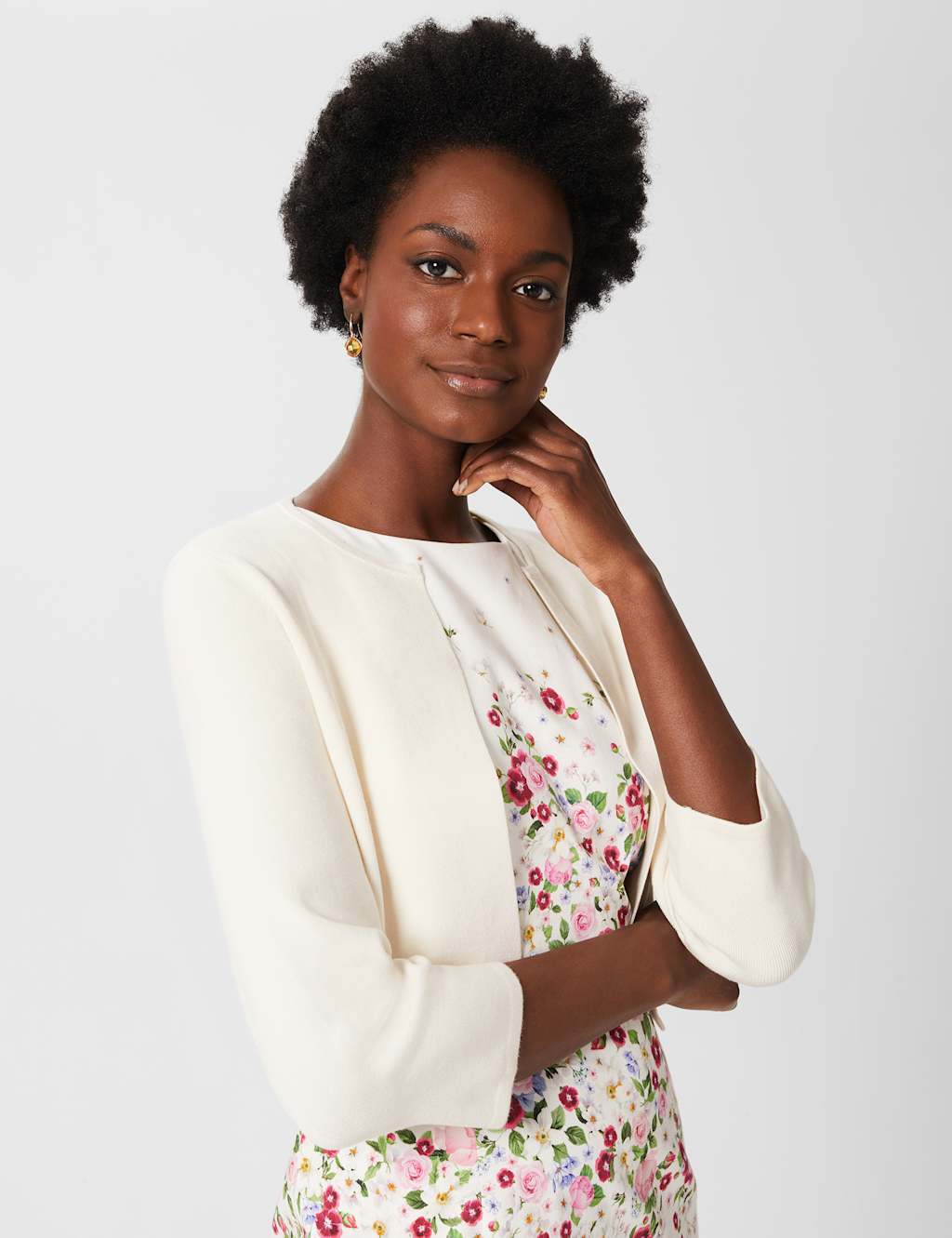 HOBBS Edge to Edge Cropped Cardigan Ivory