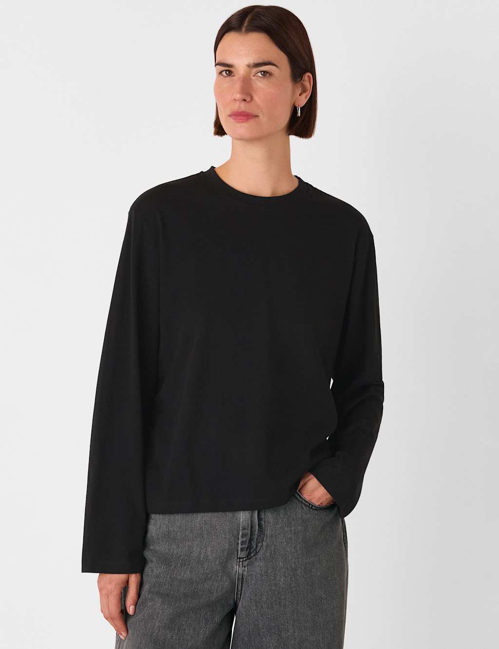 Whistles Pure Cotton Top Black