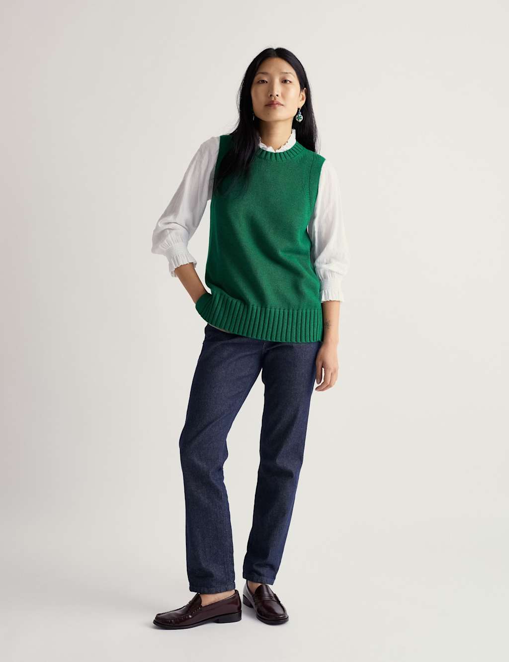 Seasalt Cornwall Women's Pure Cotton Relaxed Knitted Vest - 12 - Green - Available at M&S