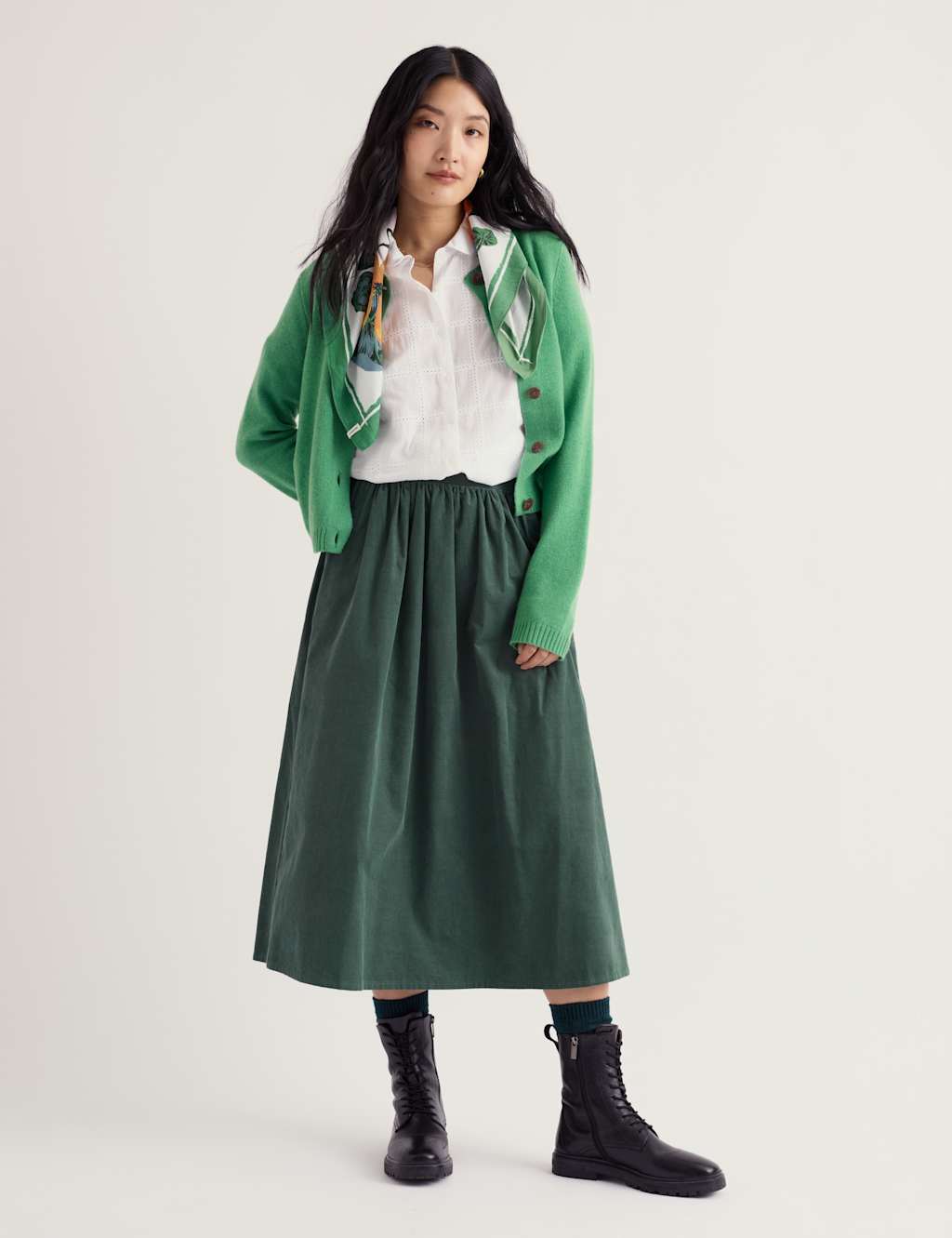 Seasalt Cornwall Women's Merino Wool Rich Crew Neck Cardigan - 18 - Light Green - Available at M&S