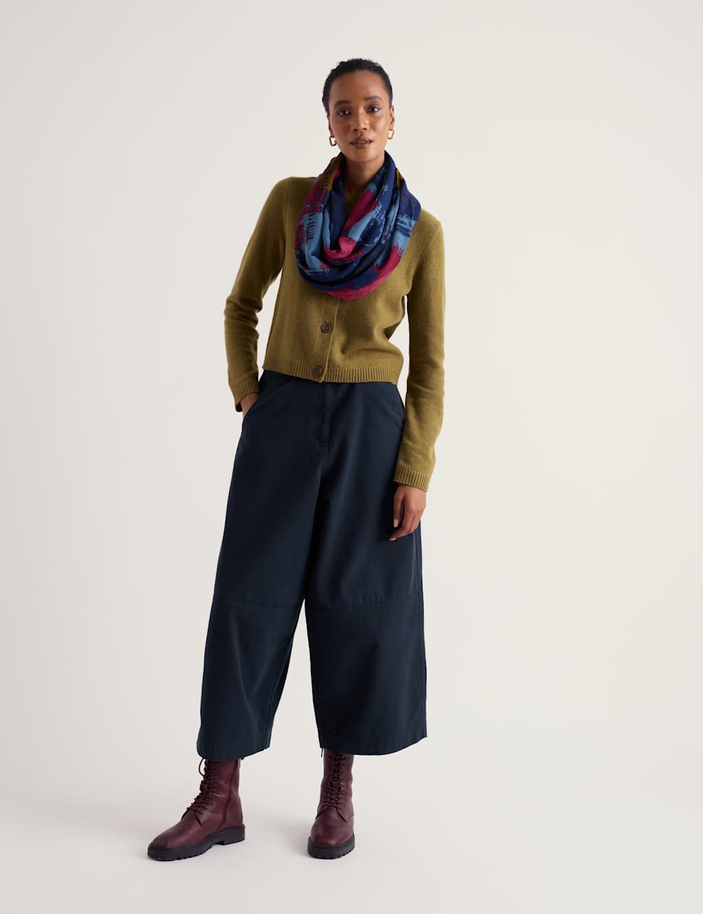 Seasalt Cornwall Women's Merino Wool Rich Crew Neck Cardigan - 12 - Olive - Available at M&S