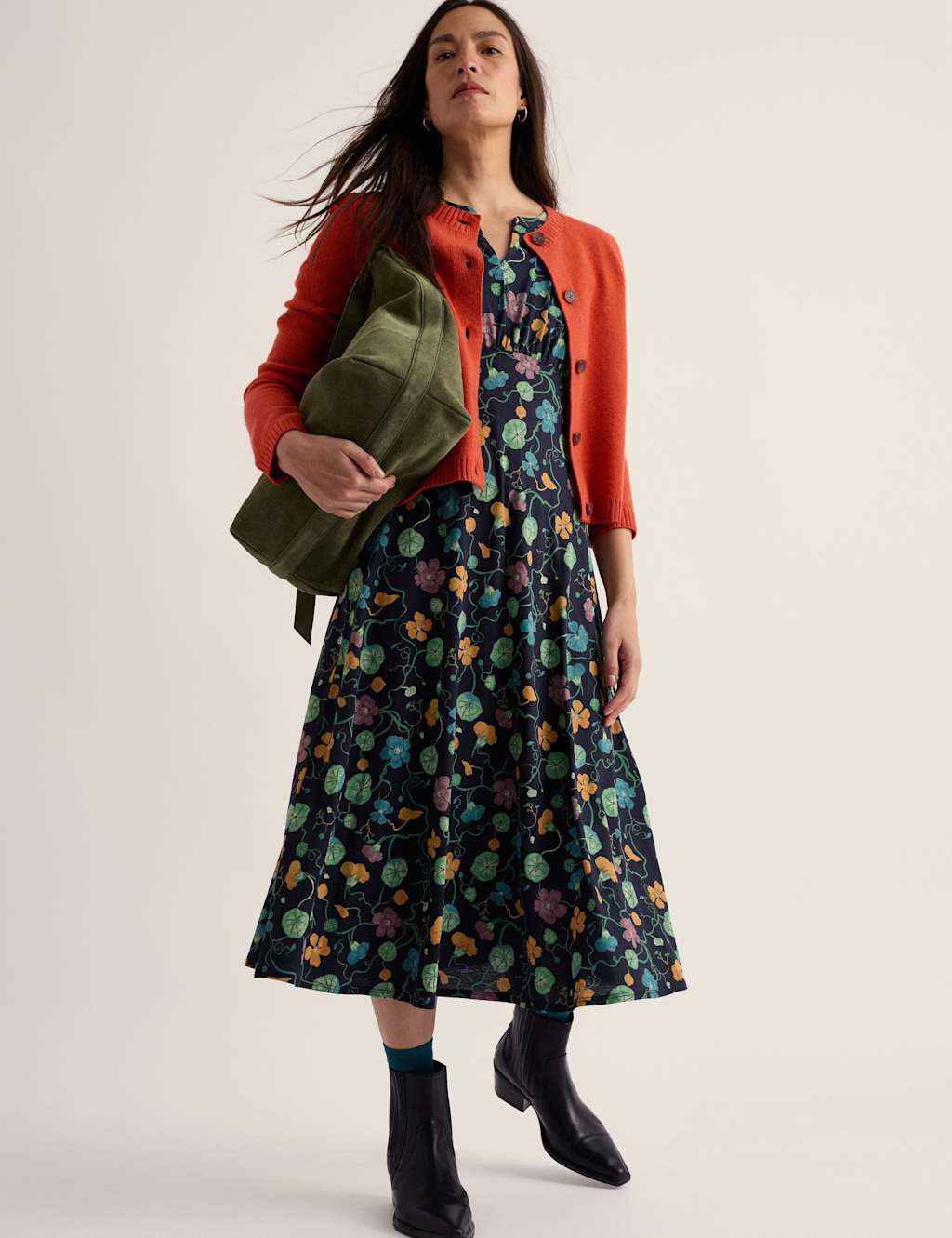 Seasalt Cornwall Women's Merino Wool Rich Crew Neck Cardigan - 16 - Orange - Available at M&S