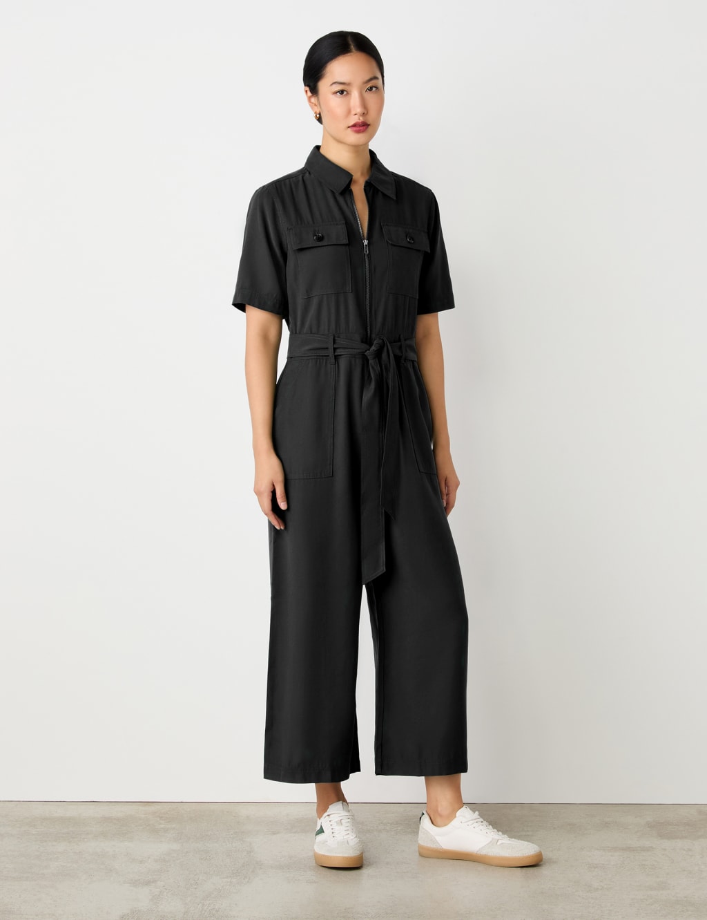 Belted Short Sleeve Jumpsuit