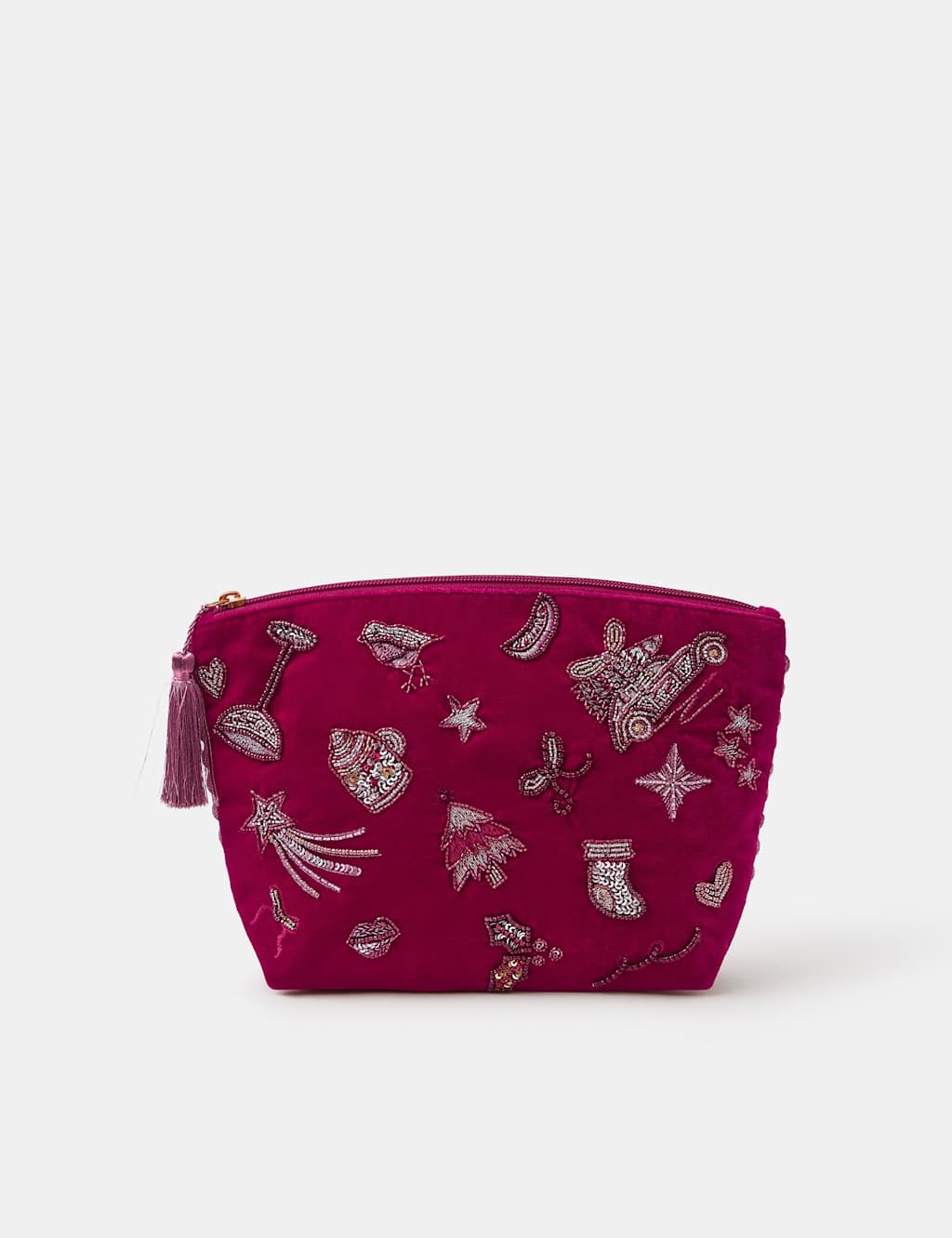 ACCESSORIZE Large Embellished Christmas Pouch Fuchsia