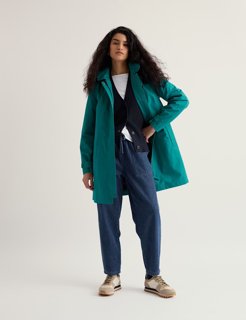Seasalt Cornwall Women's Pure Cotton Waterproof Hooded Mac - 10 - Teal - Available at M&S
