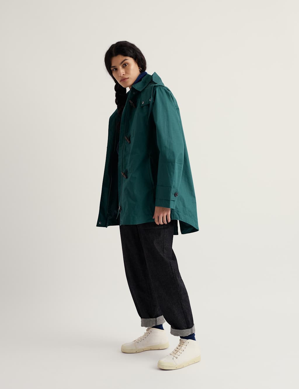 Seasalt Cornwall Women's Linen Rich Hooded Duffle Coat - 18 - Teal - Available at M&S